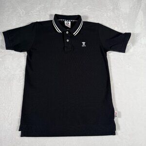 AAPE BY A BATHING APE Polo Shirt Men Size S Black Short Sleeve 100% Cotton Logo